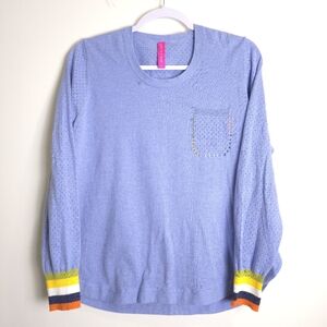 ZAKET & PLOVER Silk Blend Color‎ Stitched Lightweight Blue Knit S